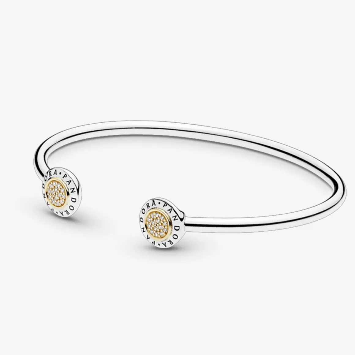 Pandora Bracelete Dois Tons-Bracelete Signature Com Ouro