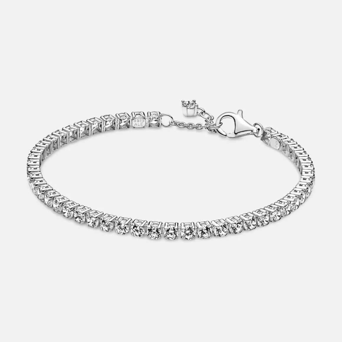 Pandora Braceletes Maleáveis Em Prata-Bracelete Prata Cravejado Zircônia Transparente