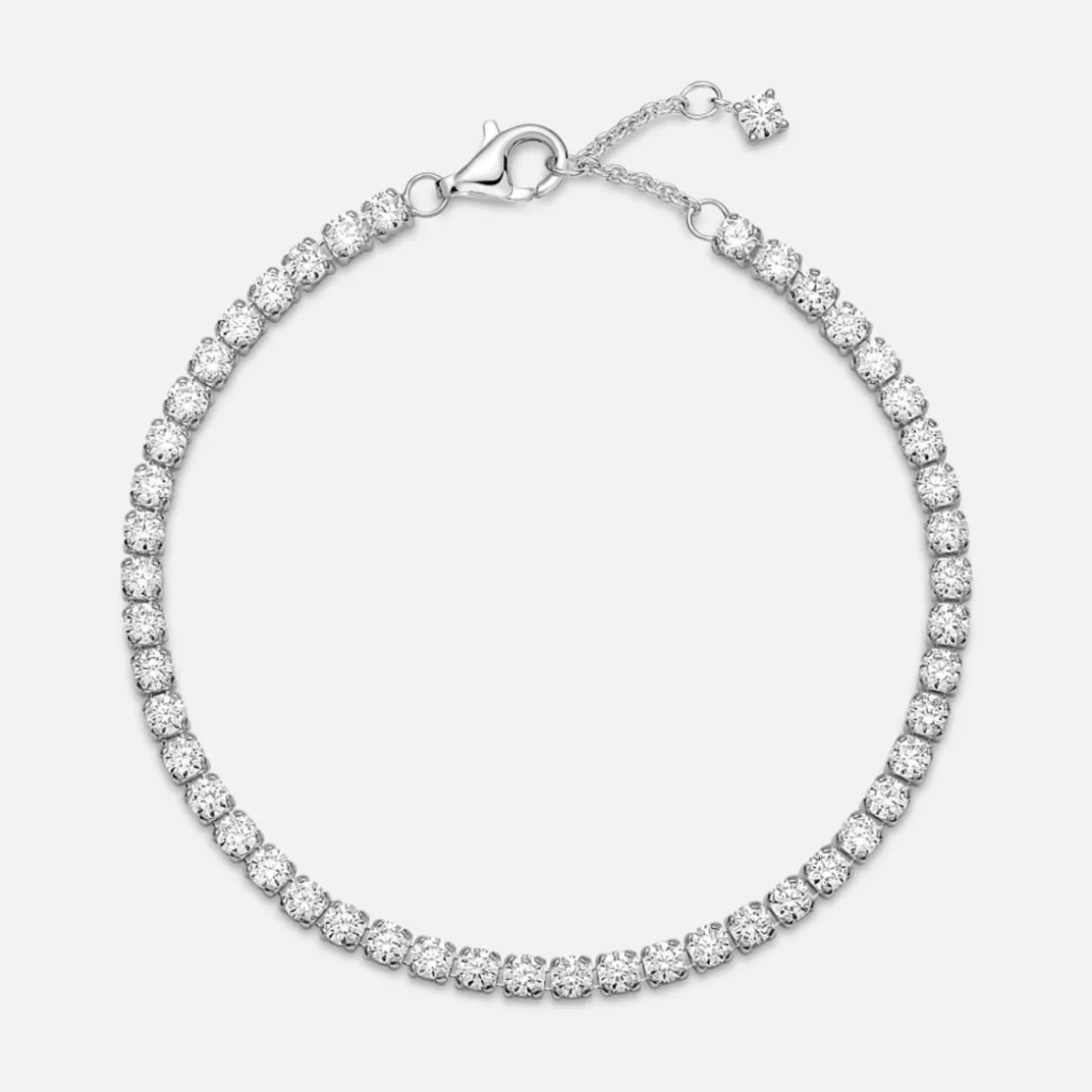 Pandora Braceletes Maleáveis Em Prata-Bracelete Prata Cravejado Zircônia Transparente