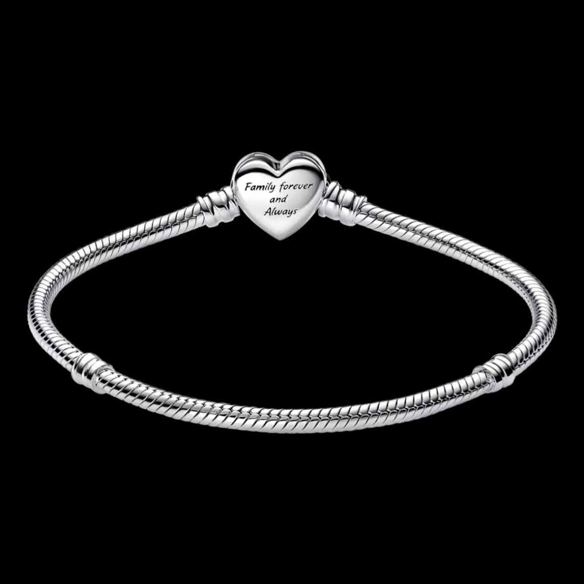Pandora Braceletes Maleáveis Em Prata-Bracelete Prata em Trama e Fecho Coração Infinito Brilhante