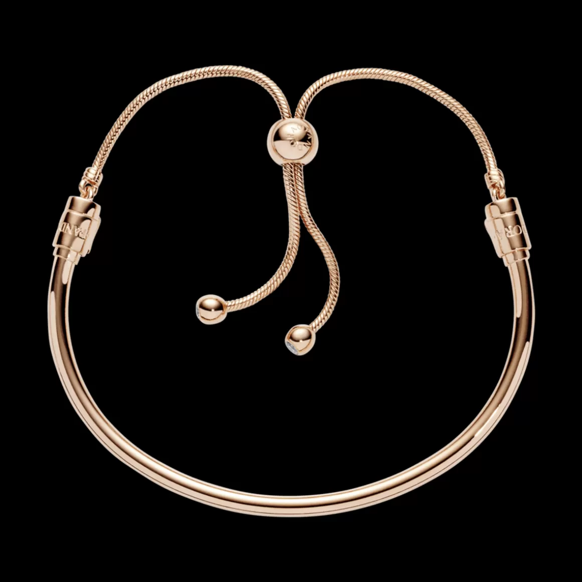 Pandora Braceletes Rígidos Em Ouro Rosé-Bracelete Rígido Rose Crie & Combine Cordão