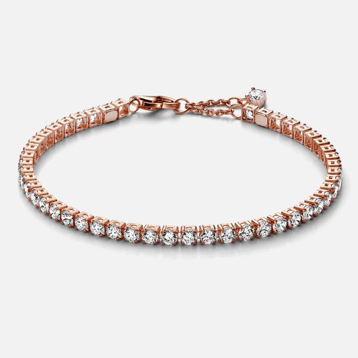 Pandora Braceletes Maleáveis Em Ouro Rosé-Bracelete Rosé Fila de Zircônia Transparente