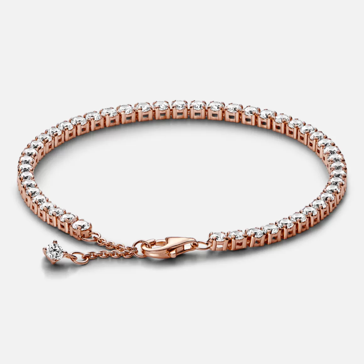 Pandora Braceletes Maleáveis Em Ouro Rosé-Bracelete Rosé Fila de Zircônia Transparente