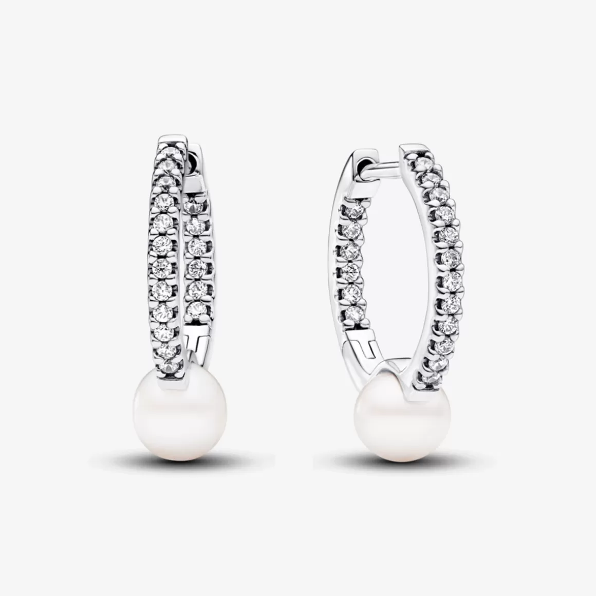 Pandora Brinco De Argola Com Pedra | Brincos De Argola De Ouro-Brinco Argola Prata com Pérola e Zircônias