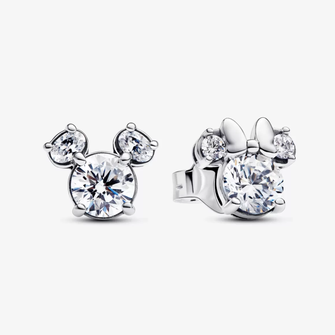 Pandora Brincos De Prata-Brinco De Prata Disney Mickey E Minnie Brilhante