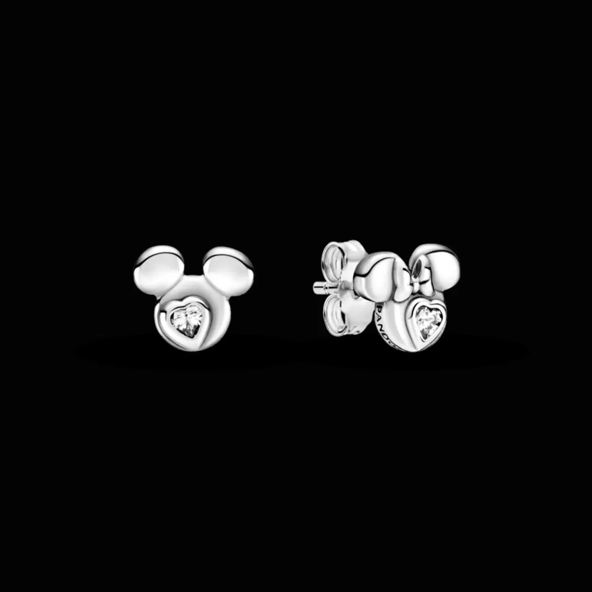 Pandora Brincos Petit De Prata-Brinco de Prata Pequeno Disney Mickey e Minnie