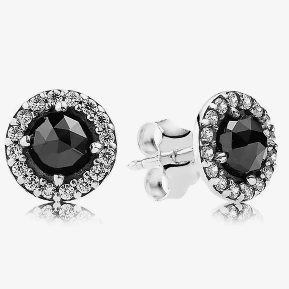 Pandora Brincos De Prata-Brinco De Prata Vintage Espinélio Negro
