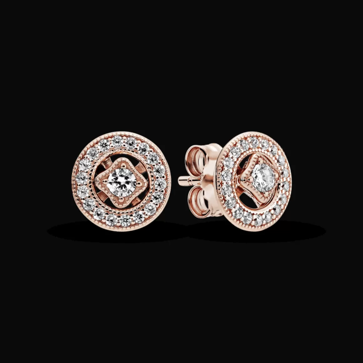 Pandora Brincos De Ouro Rosé-Brinco Rose Encanto Vintage