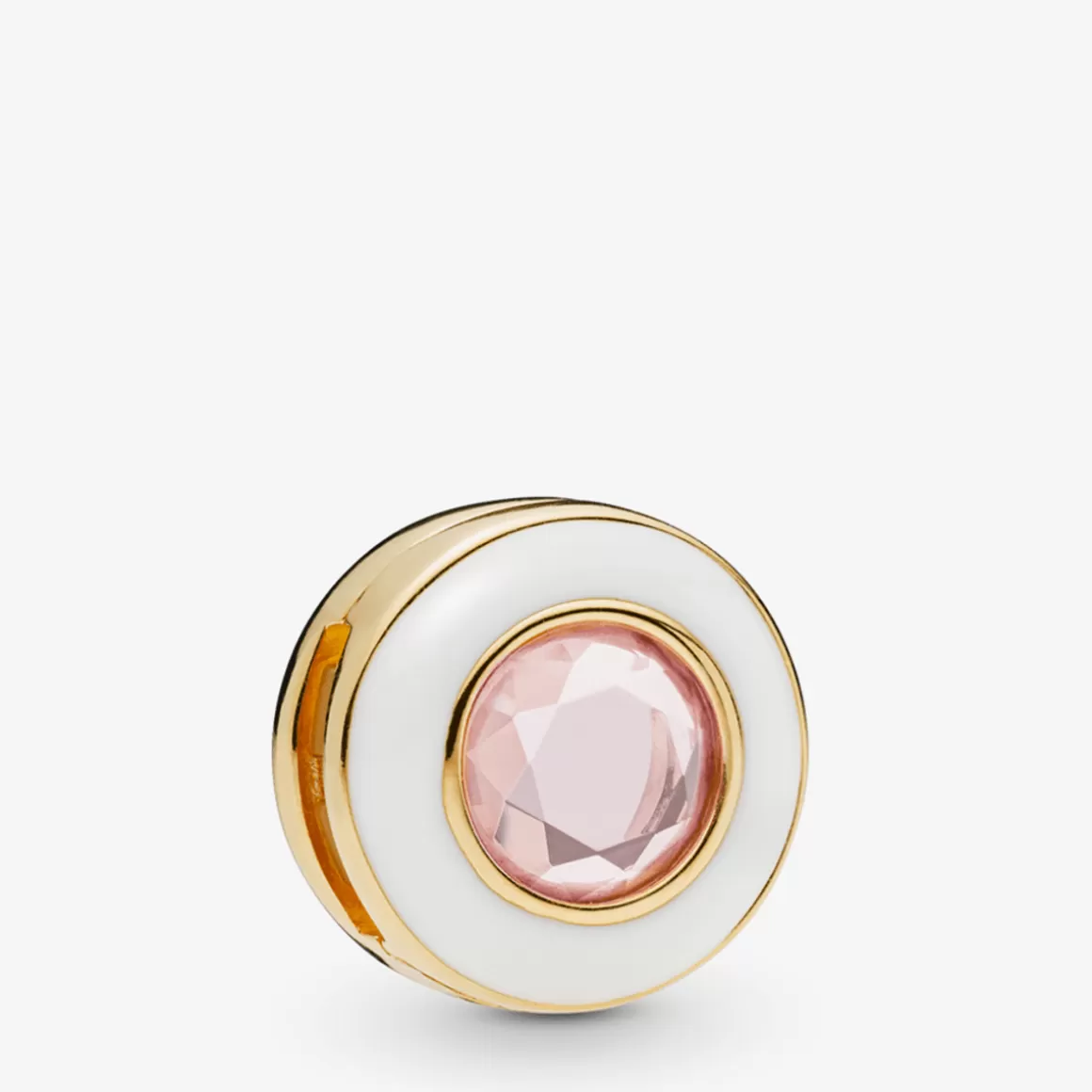 Pandora Charms Clipes De Ouro Rosé-Charm Clipe Reflexions Shine Circulo Branco