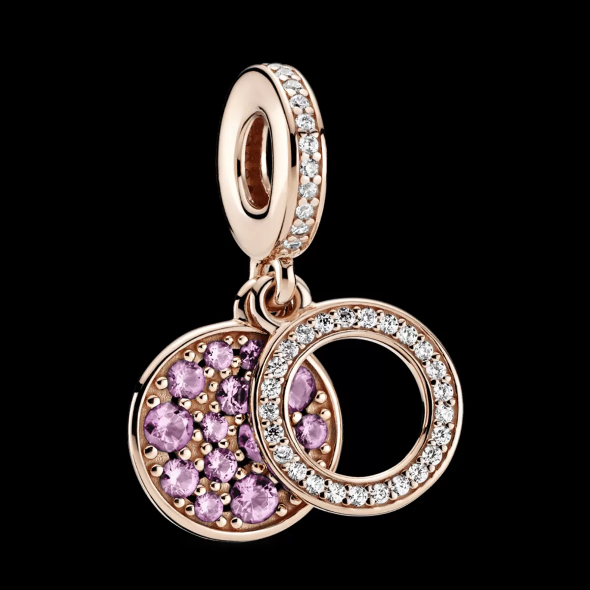 Pandora Charms Pendentes De Ouro Rosé-Charm Com Duplo Pendente Disco Brilhante Rosa