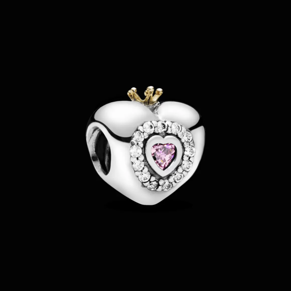 Pandora Charms Dois Tons-Charm Coracao de Princesa com ouro 14k