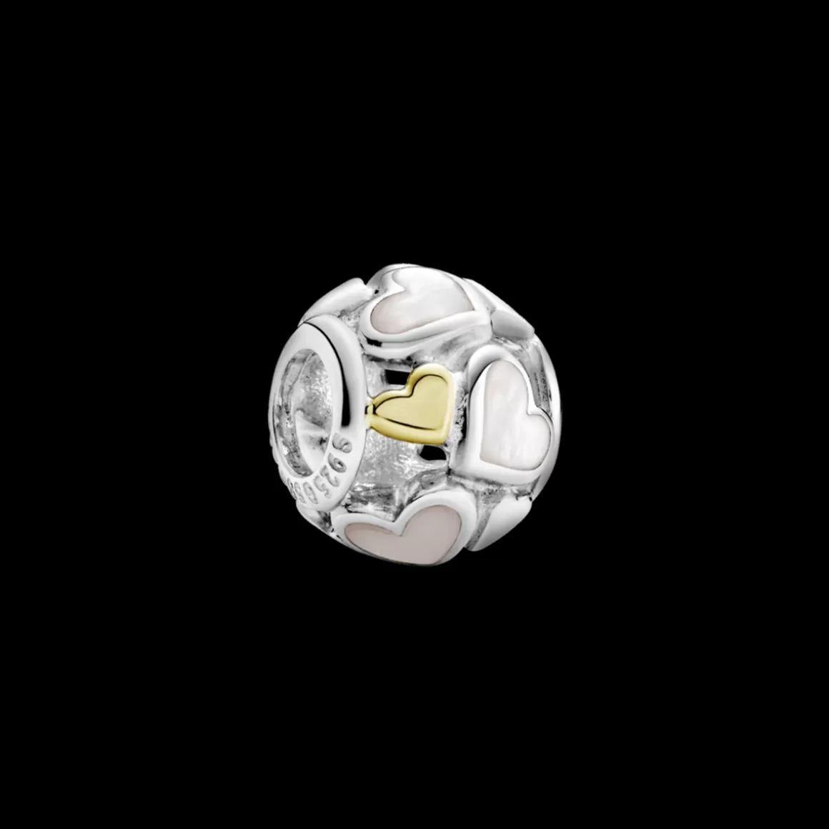 Pandora Charms Dois Tons-Charm Coracao Iluminado Com Ouro 14k