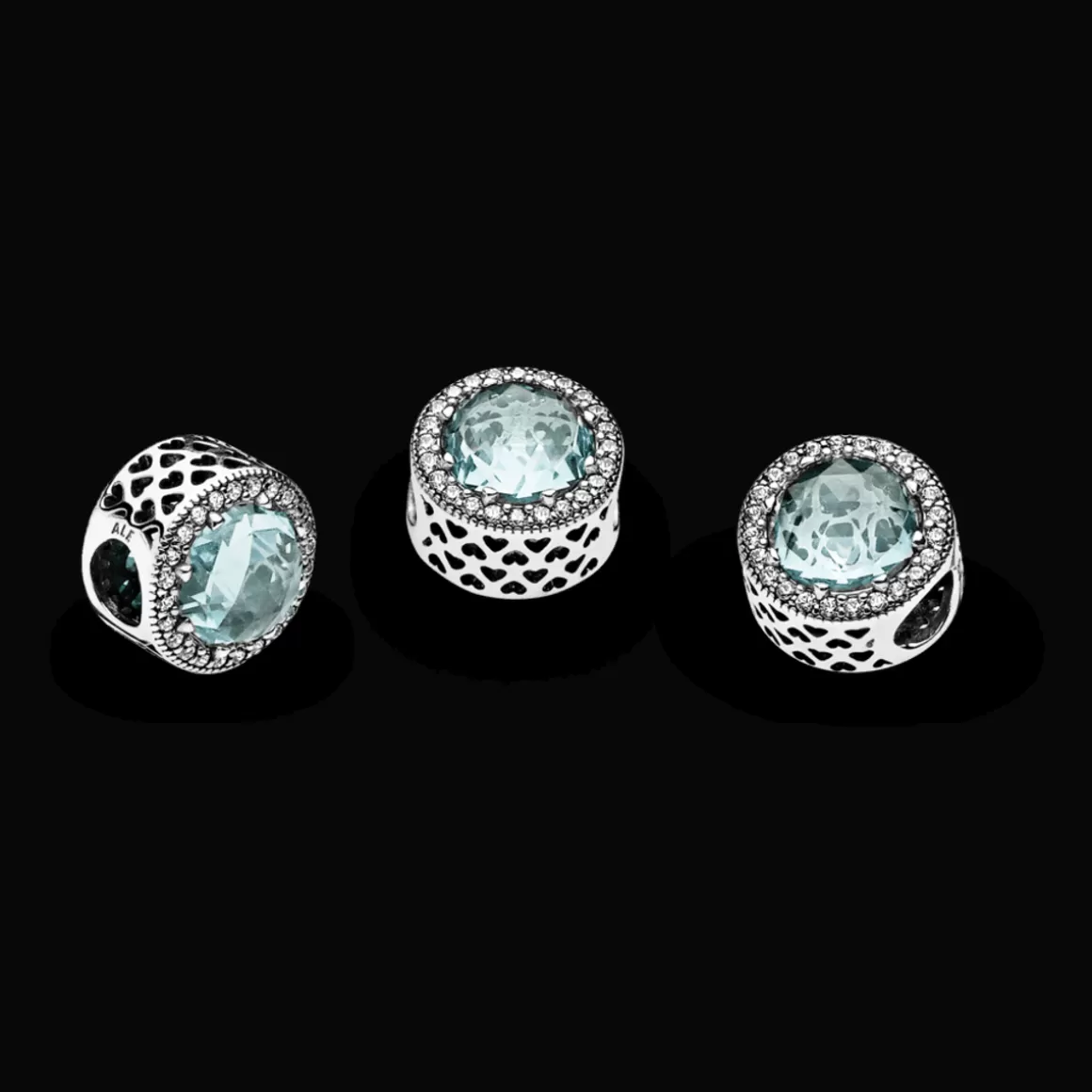 Pandora Charms De Prata-Charm Coração Radiante Azul Glacial