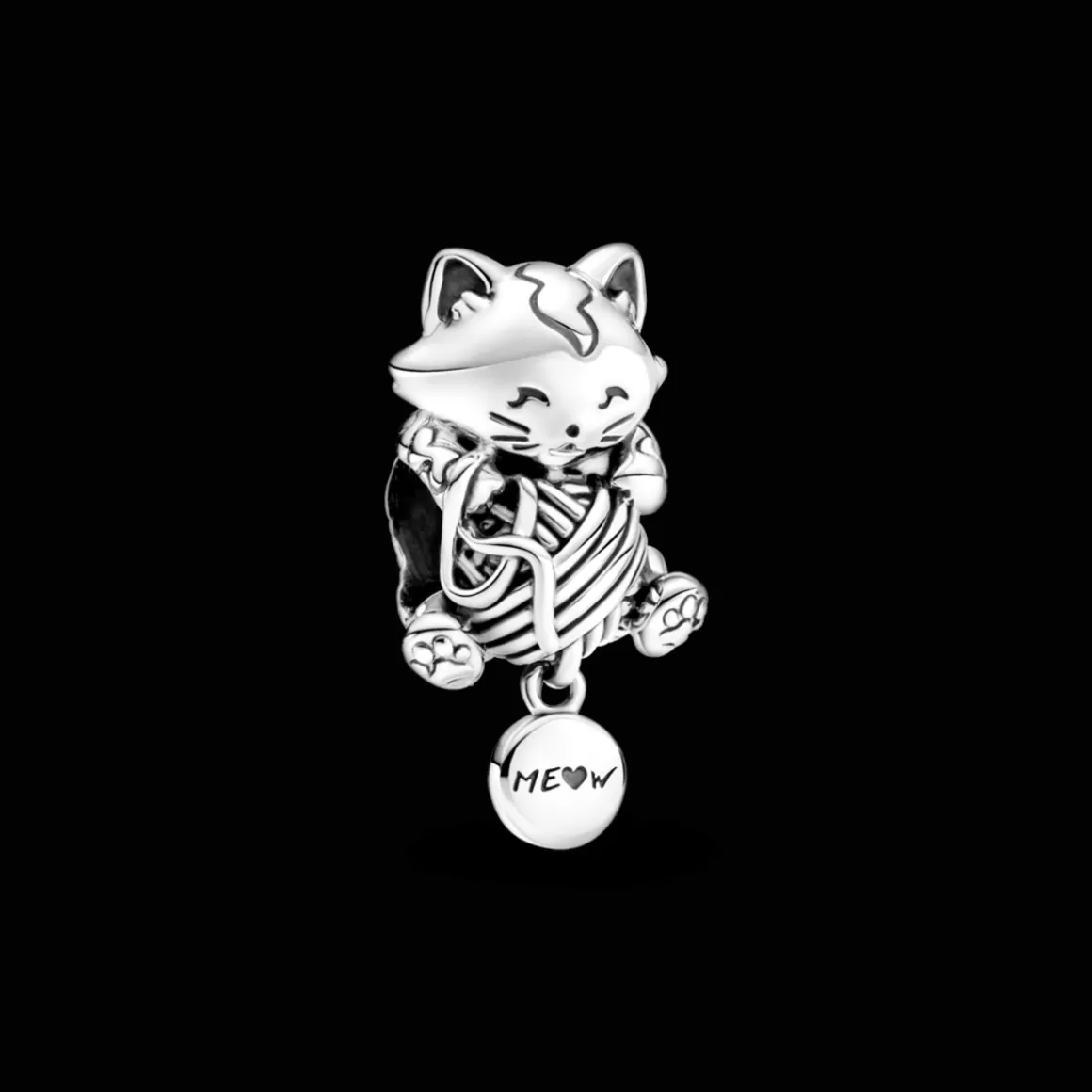 Pandora Charms Pendentes De Prata-Charm De Gatinho E Novelo De La