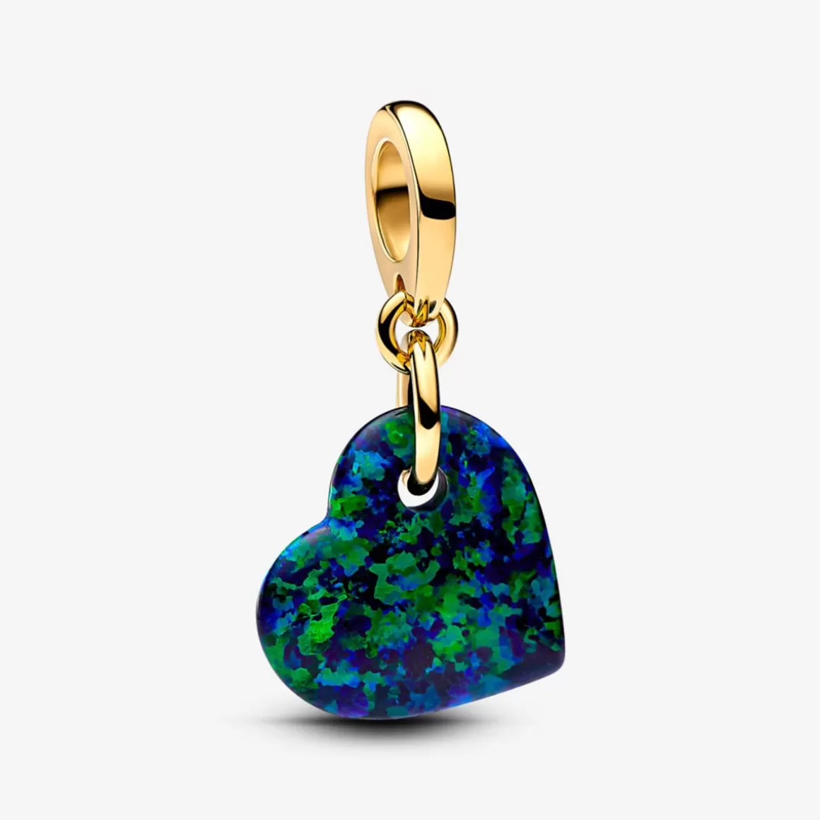 Pandora Charms Pendentes De Ouro-Charm De Ouro Pendente Coracao Opala Verde E Azul