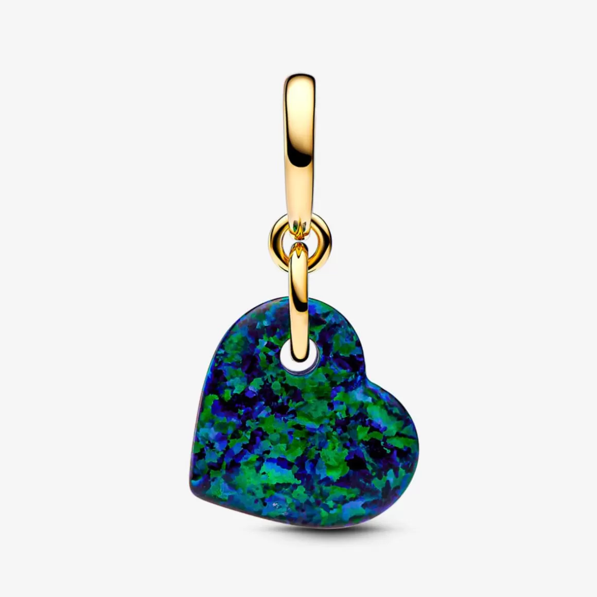 Pandora Charms Pendentes De Ouro-Charm De Ouro Pendente Coracao Opala Verde E Azul