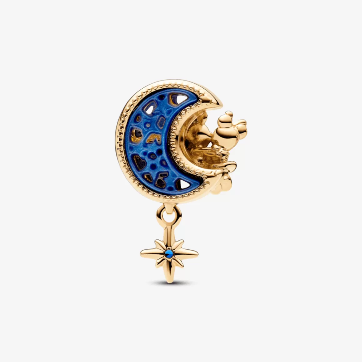 Pandora Charms Pendentes De Ouro | Charms Cristal-Charm de Ouro Pendente Disney Lua Crescente Mickey e Minnie