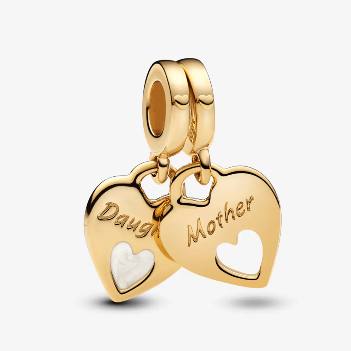 Pandora Charms Pendentes De Ouro-Charm de Ouro Pendente Duplo Coração de Mãe e Filha