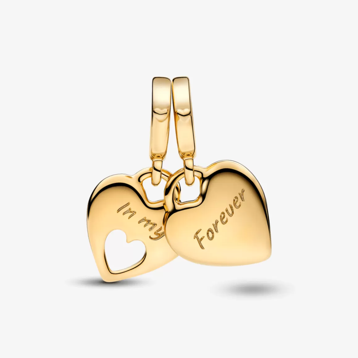 Pandora Charms Pendentes De Ouro-Charm de Ouro Pendente Duplo Coração de Mãe e Filha