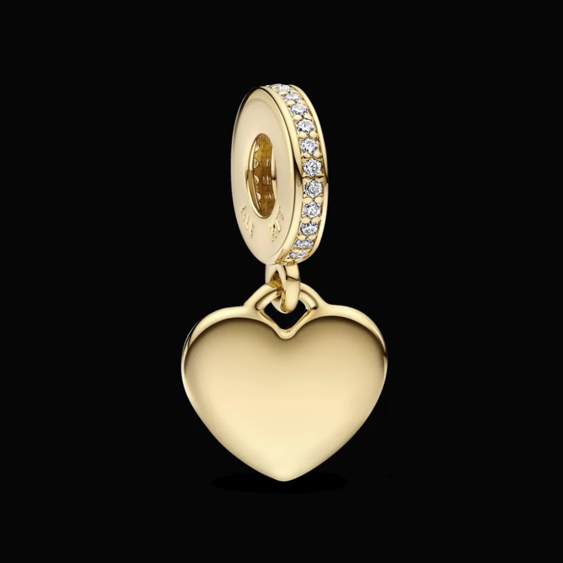 Pandora Charms Cristal | Charms Pendentes De Ouro-Charm de Ouro Pendente Placa de Coração Gravável