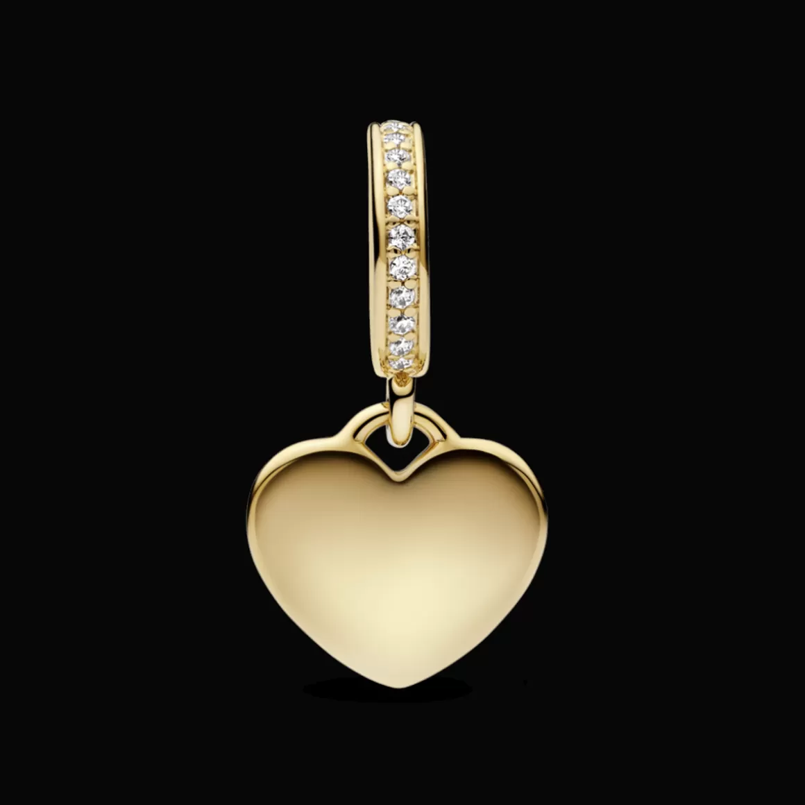 Pandora Charms Cristal | Charms Pendentes De Ouro-Charm de Ouro Pendente Placa de Coração Gravável