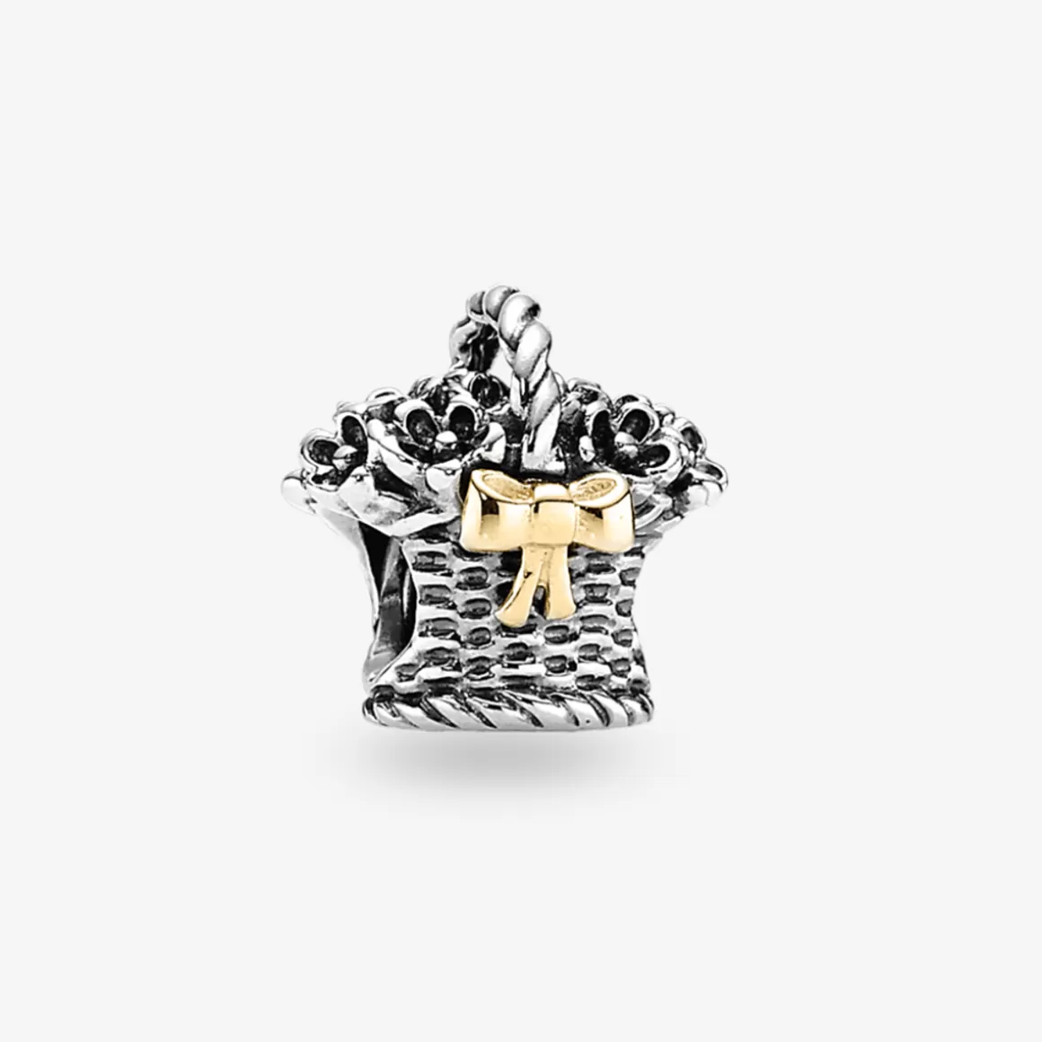 Pandora Charms Dois Tons-Charm De Prata Cesta De Flores