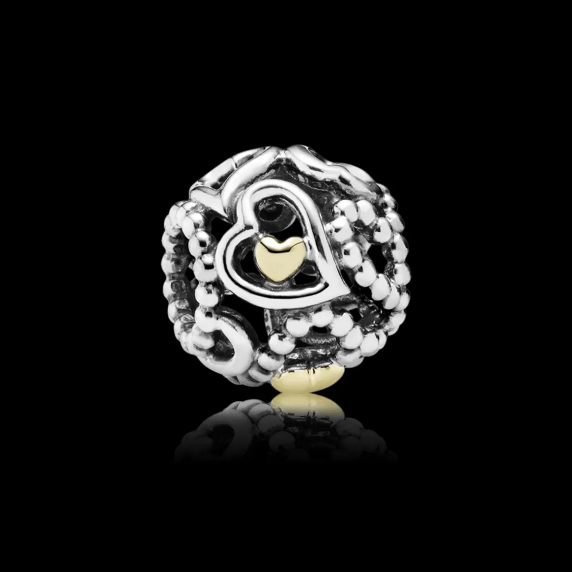 Pandora Charms Dois Tons-Charm De Prata Com Ouro Mais Amor