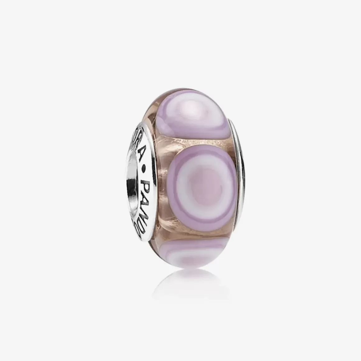 Pandora Charms De Murano-Charm De Prata E Murano Rosa Pontos