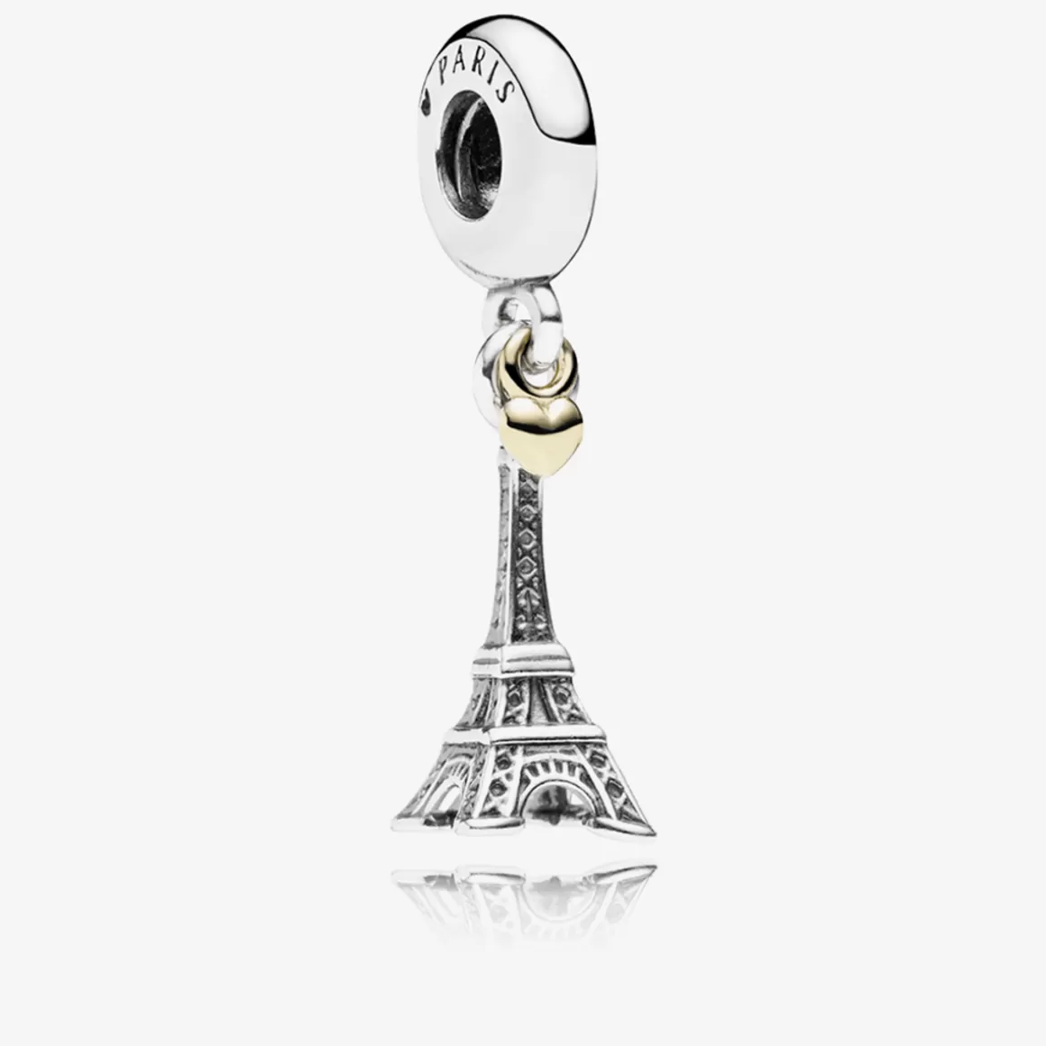 Pandora Charms Dois Tons-Charm De Prata E Ouro Amo Paris