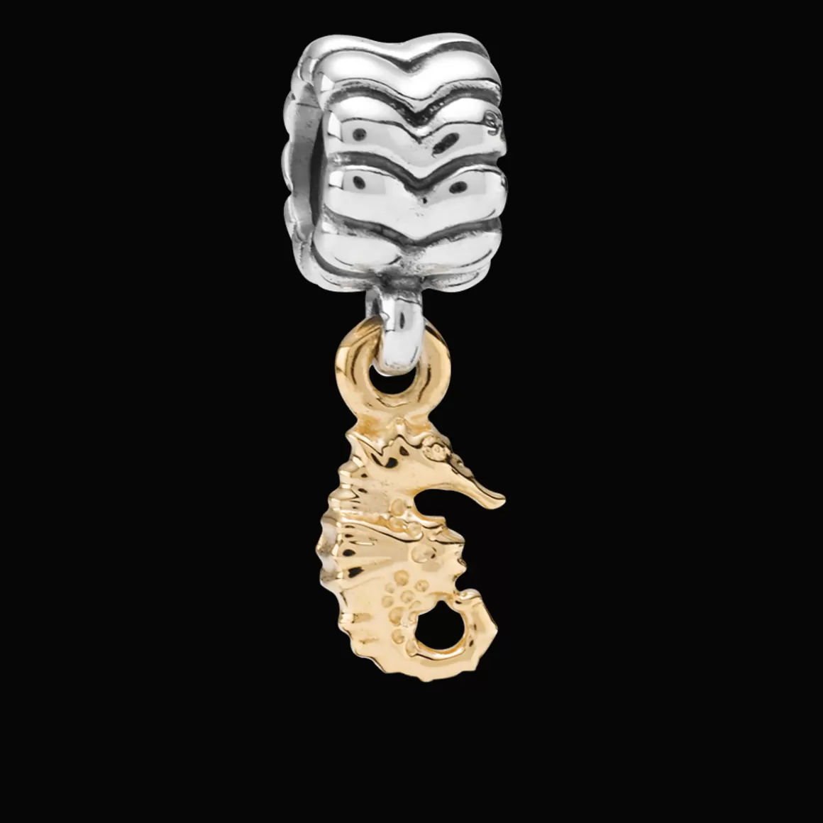 Pandora Charms Dois Tons-Charm De Prata E Ouro Cavalo Marinho