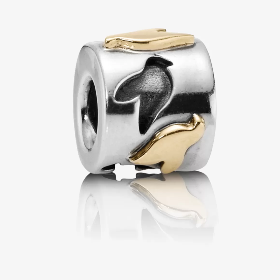 Pandora Charms Dois Tons-Charm De Prata E Ouro Pássaros