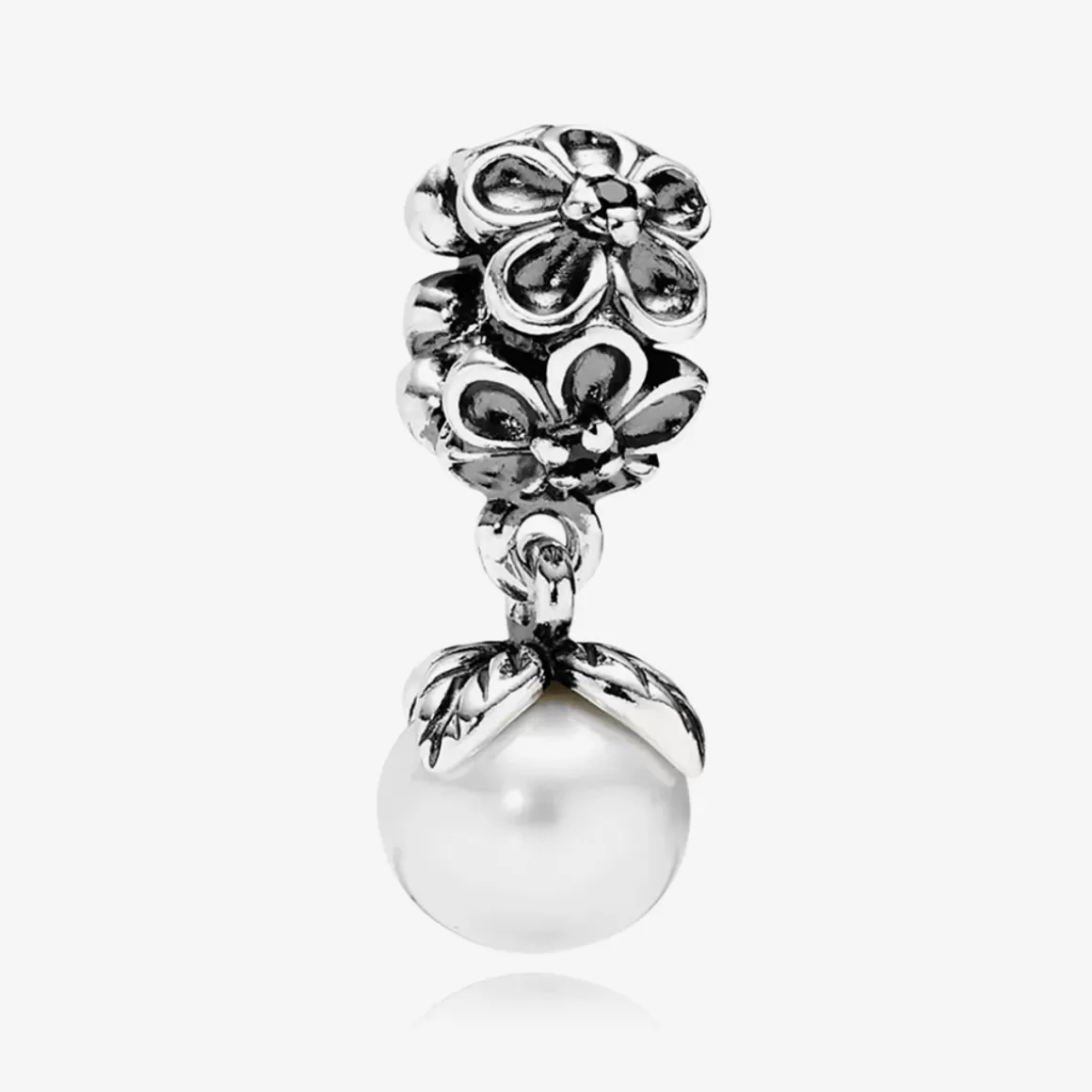 Pandora Charms Pendentes De Prata-Charm De Prata Flor De Violeta Com Pendente De Pérola