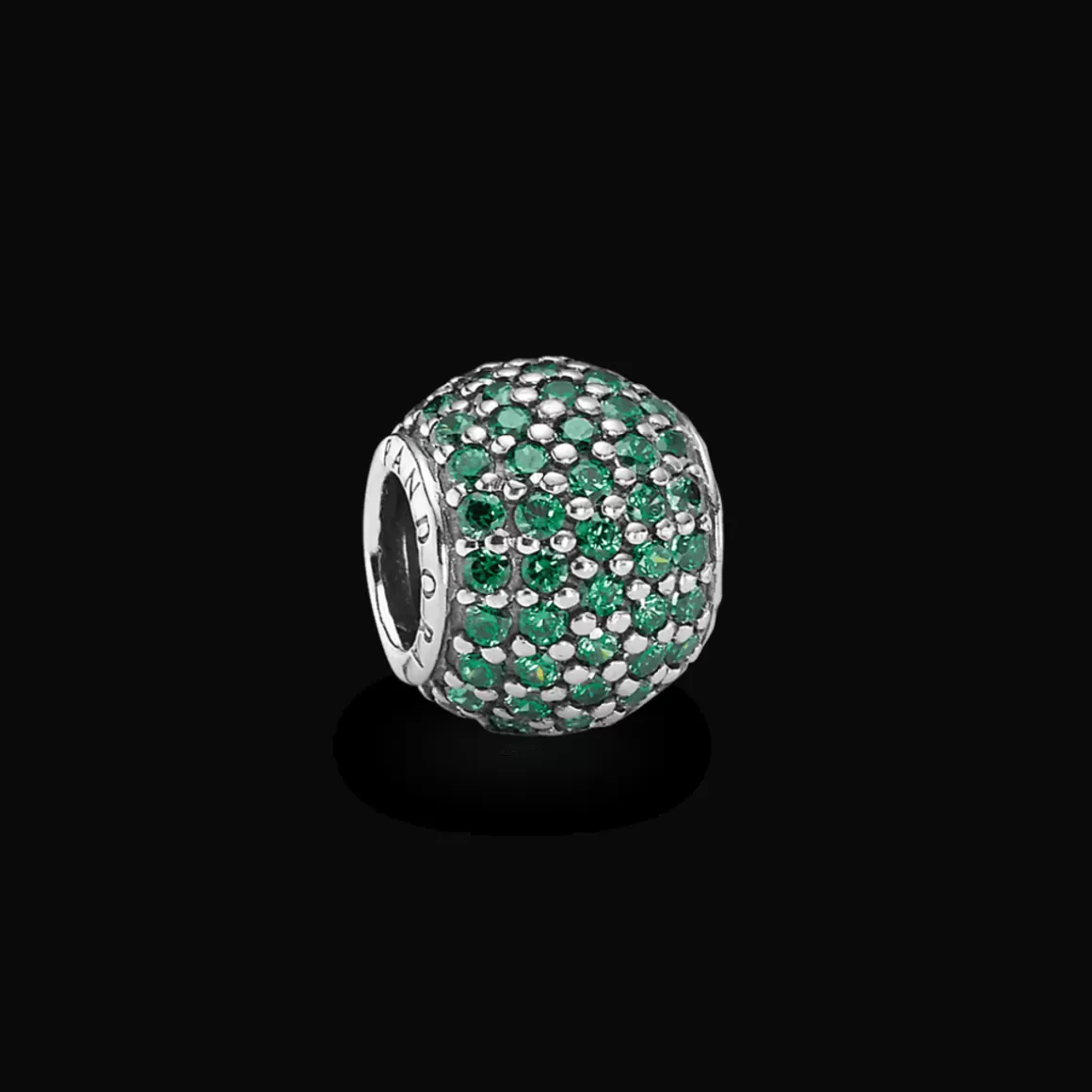 Pandora Charms De Prata-Charm De Prata Pavê Verde Floresta