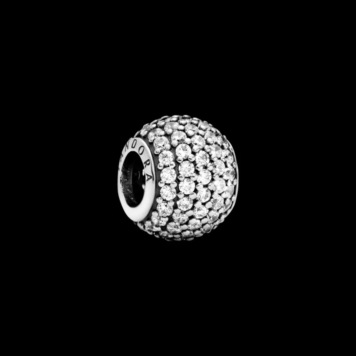 Pandora Charms De Prata-Charm De Prata Pave Branco