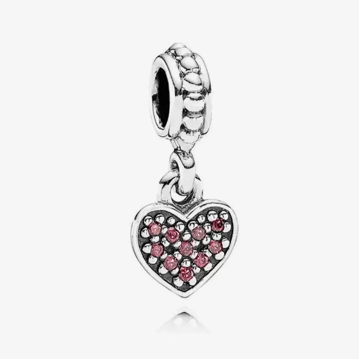 Pandora Charms Pendentes De Prata-Charm De Prata Pendente Coração De Pavê Vermelho