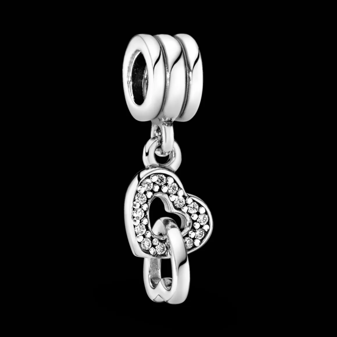Pandora Charms Pendentes De Prata-Charm De Prata Pendente Dois Coracoes Em Um