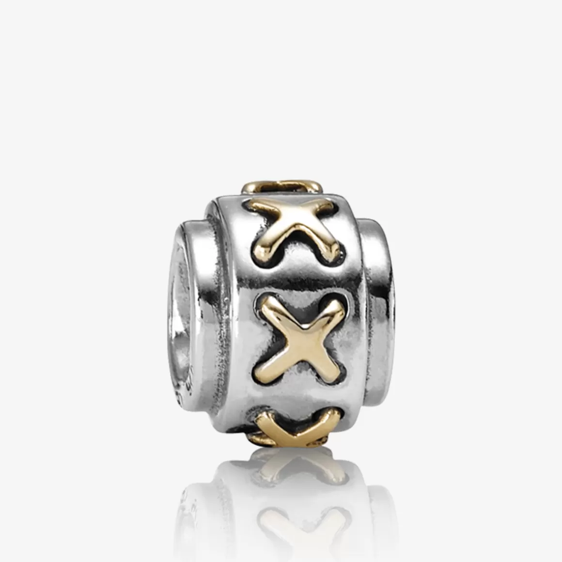 Pandora Charms Dois Tons-Charm De Prata Ponto X