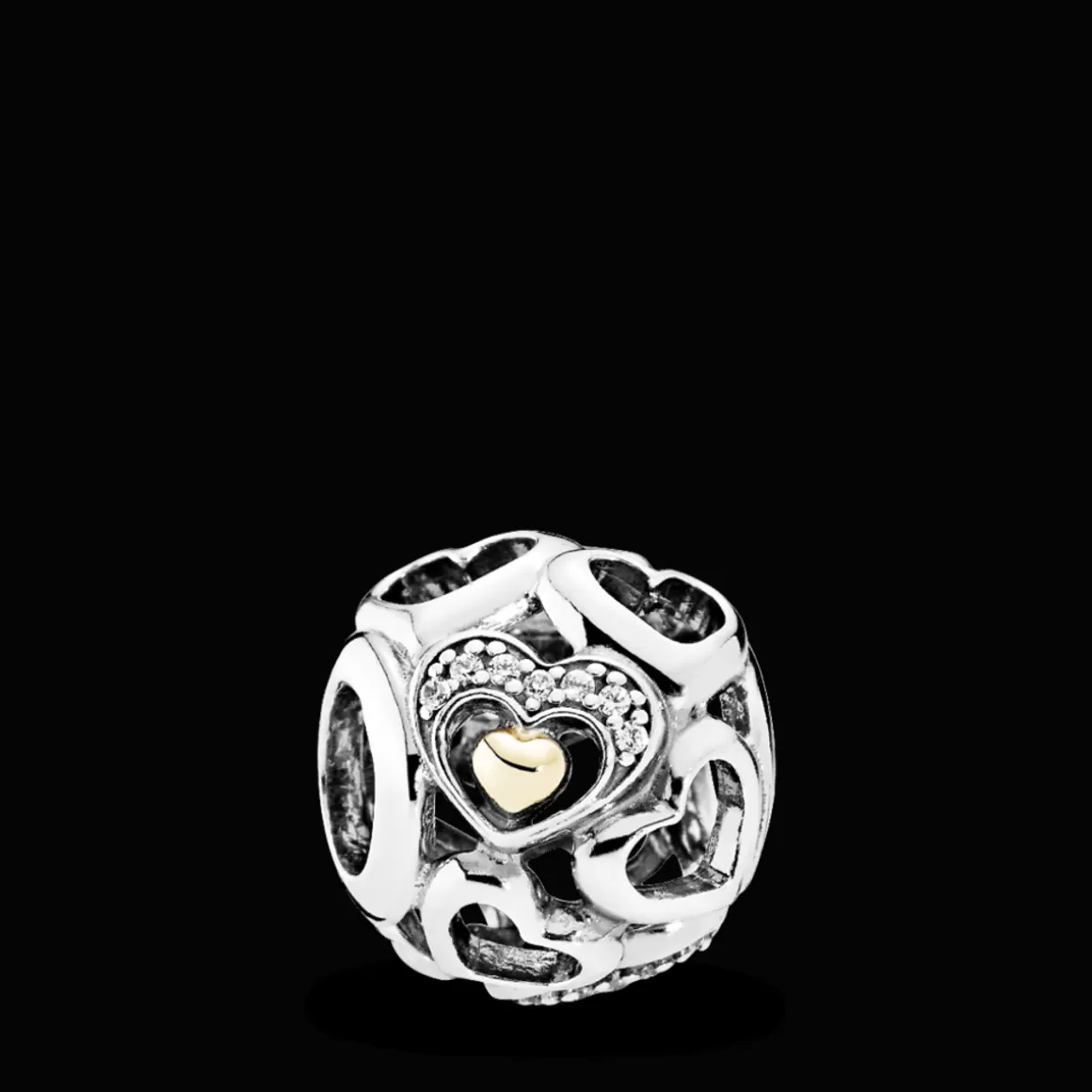 Pandora Charms Dois Tons-Charm Declaração De Amor Com Ouro 14k