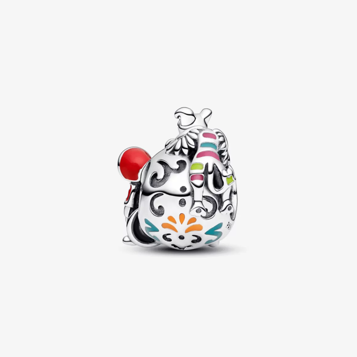 Pandora Charms Cristal | Charms De Prata-Charm Disney Pixar - Caveira A Vida é uma Festa Brilha no Escuro