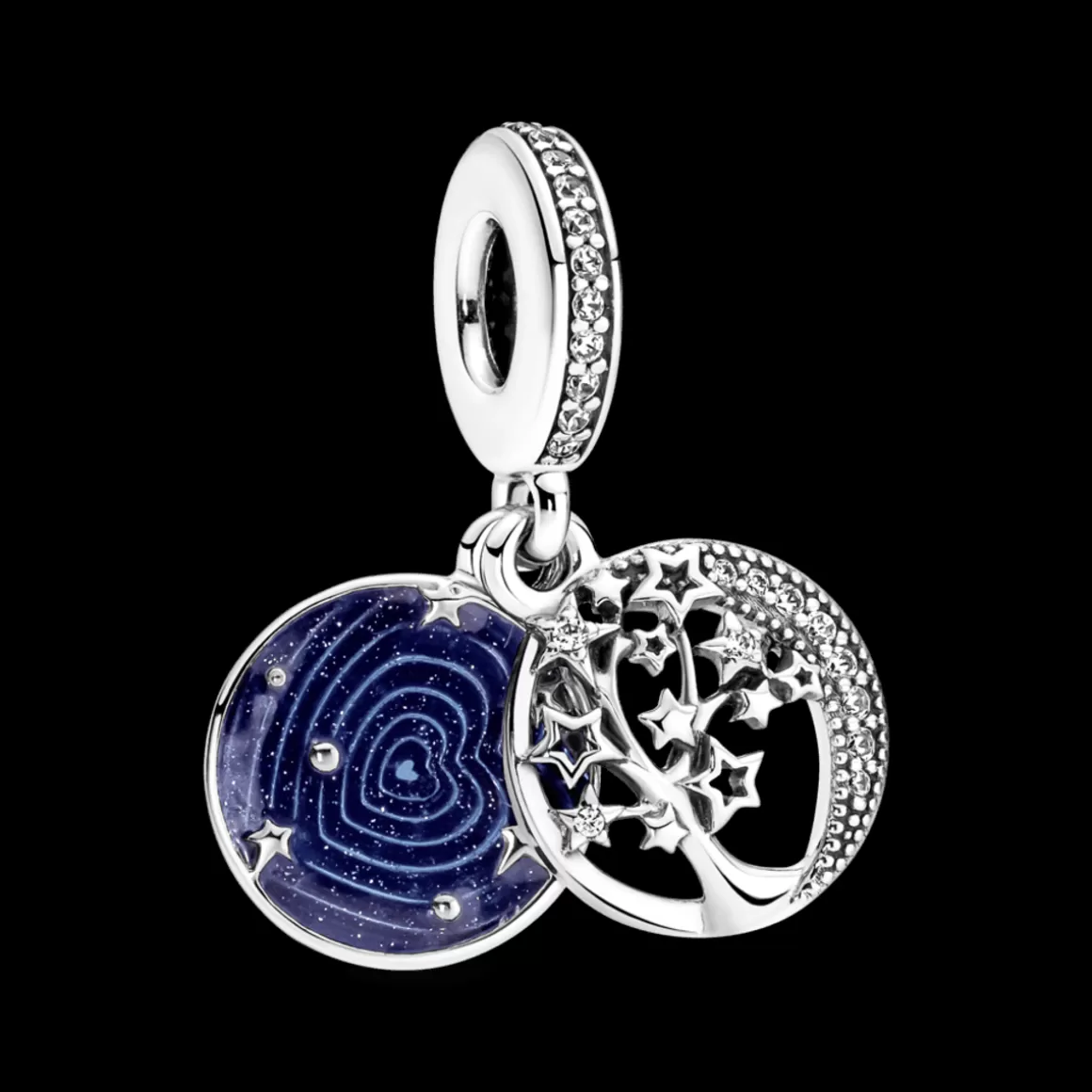 Pandora Charms Pendentes De Prata-Charm Duplo De Lua_ Arvore E Galaxia