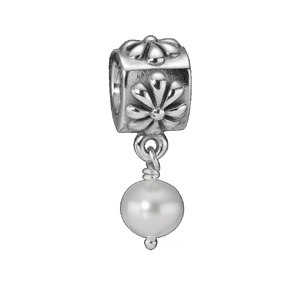 Pandora Charms Com Pedra-Charm Flores Pendente De Perola