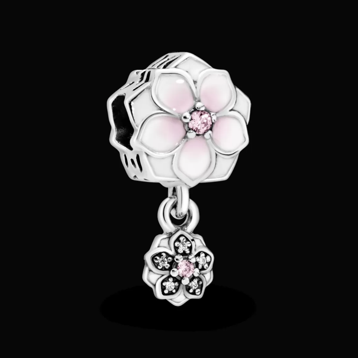 Pandora Charms De Prata-Charm Magnólia Duplo - Flor Da Juventude