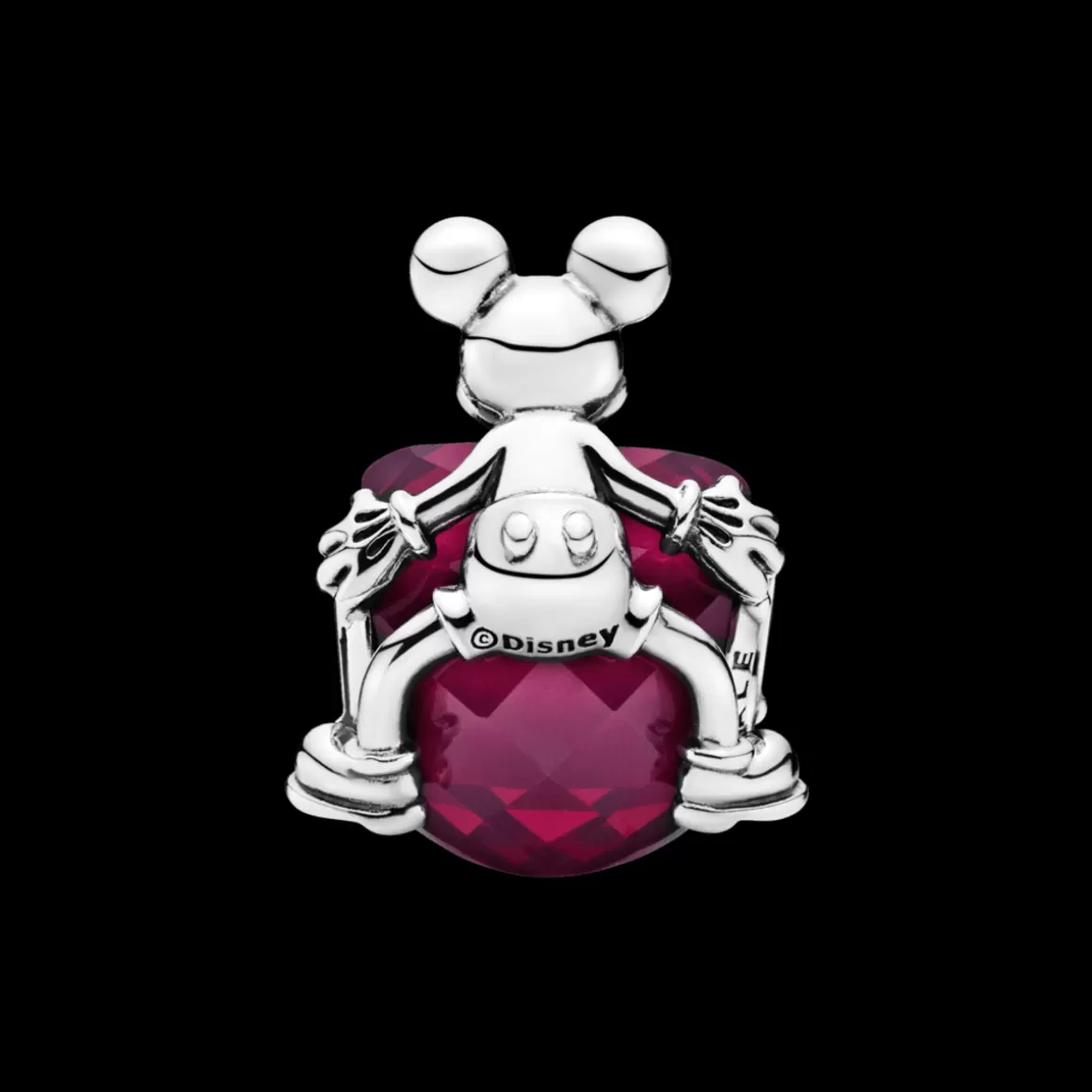 Pandora Charms De Prata-Charm Mickey Com Petit Facetado Coração