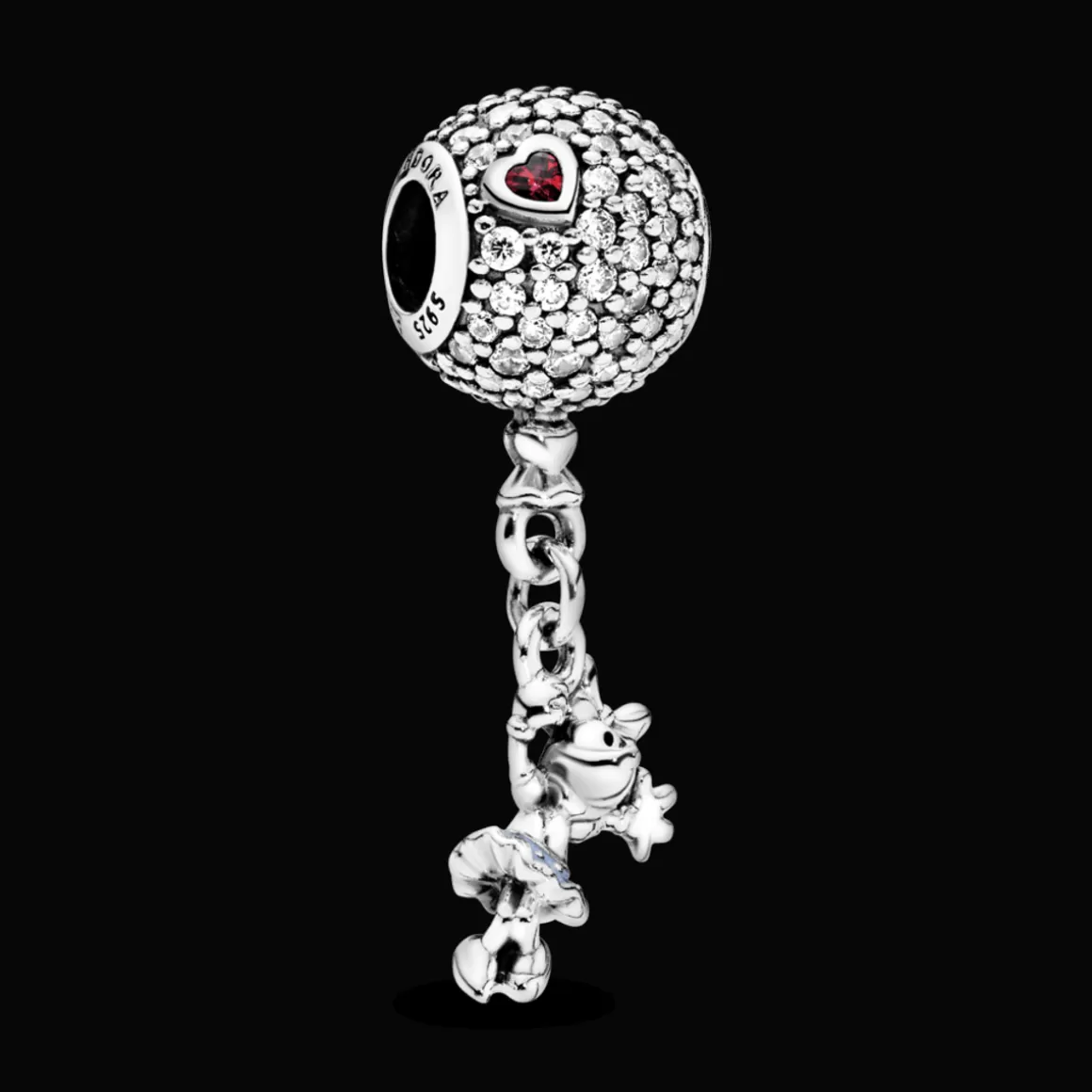 Pandora Charms De Prata-Charm Minnie Com Balão Pavê