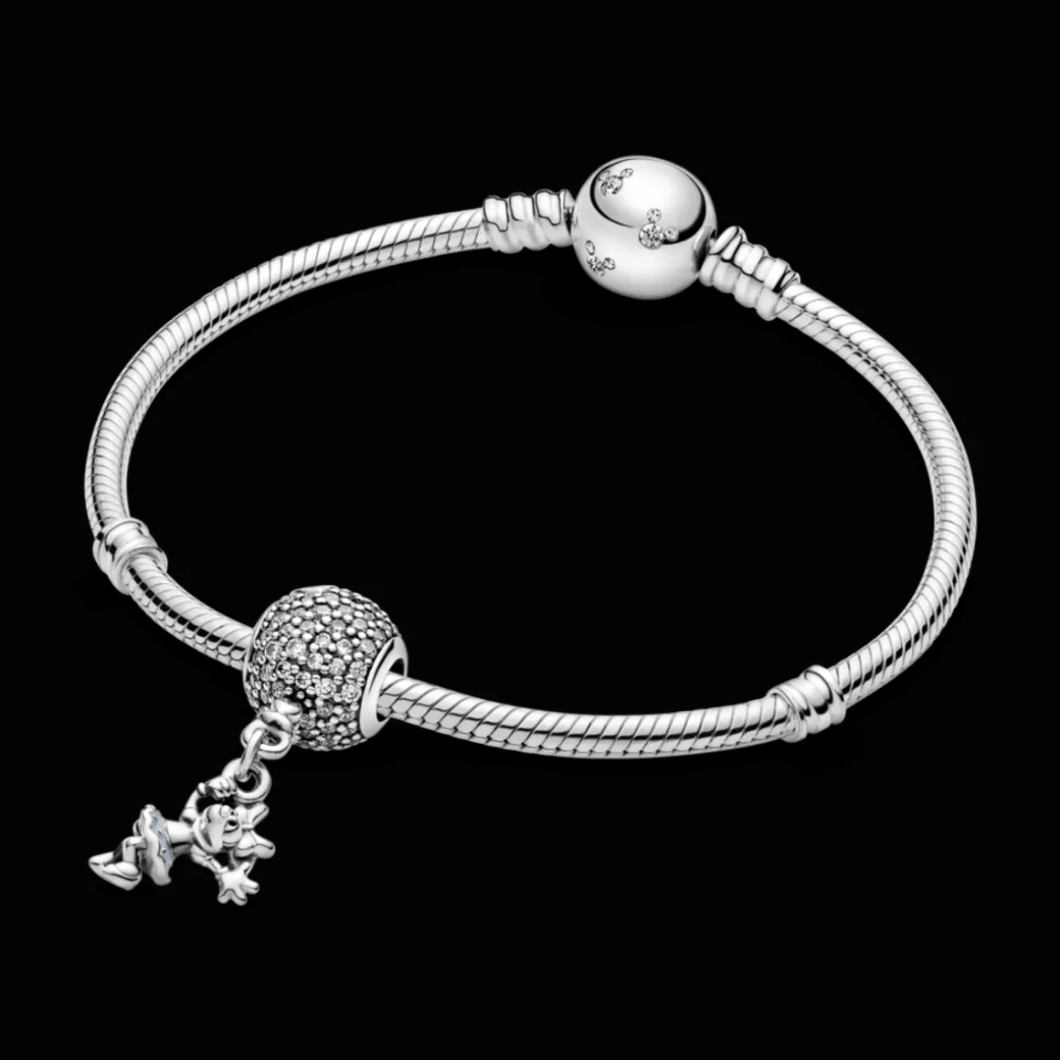 Pandora Charms De Prata-Charm Minnie Com Balão Pavê