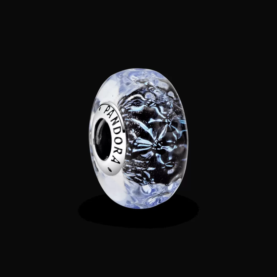 Pandora Charms Com Pedra | Charms De Murano-Charm Oceanico Ondas Azul_Escuro Em Vidro Murano