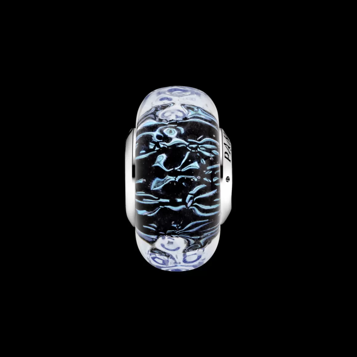 Pandora Charms Com Pedra | Charms De Murano-Charm Oceanico Ondas Azul_Escuro Em Vidro Murano