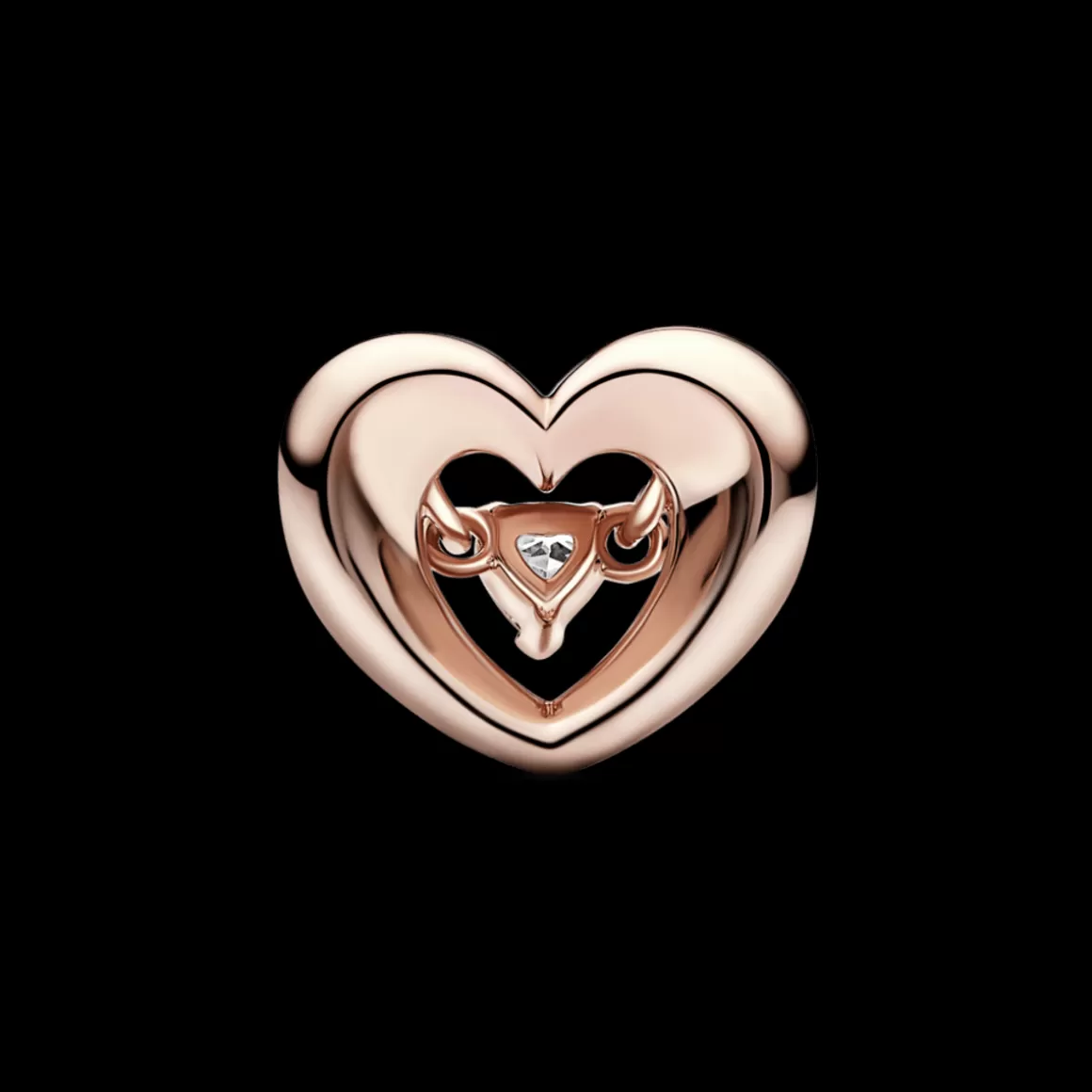 Pandora Charms Cristal | Charms De Ouro Rosé-Charm Ouro Rosé Coração Radiante Pedra Flutuante
