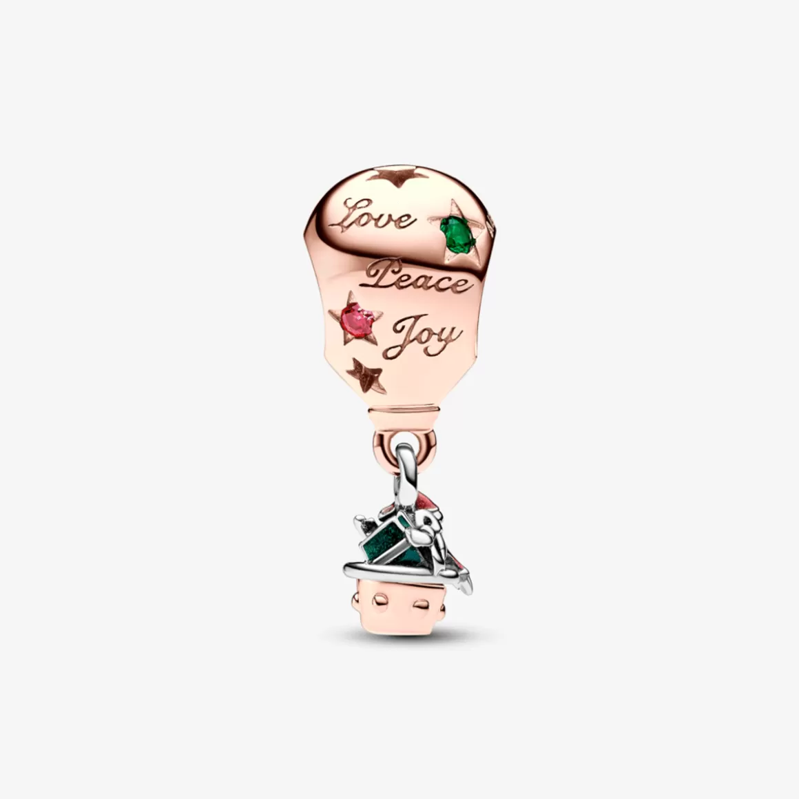 Pandora Charms Pendentes De Ouro Rosé | Charms Esmaltados-Charm Ouro Rosé Pendente Papai Noel e Balão de Ar Quente