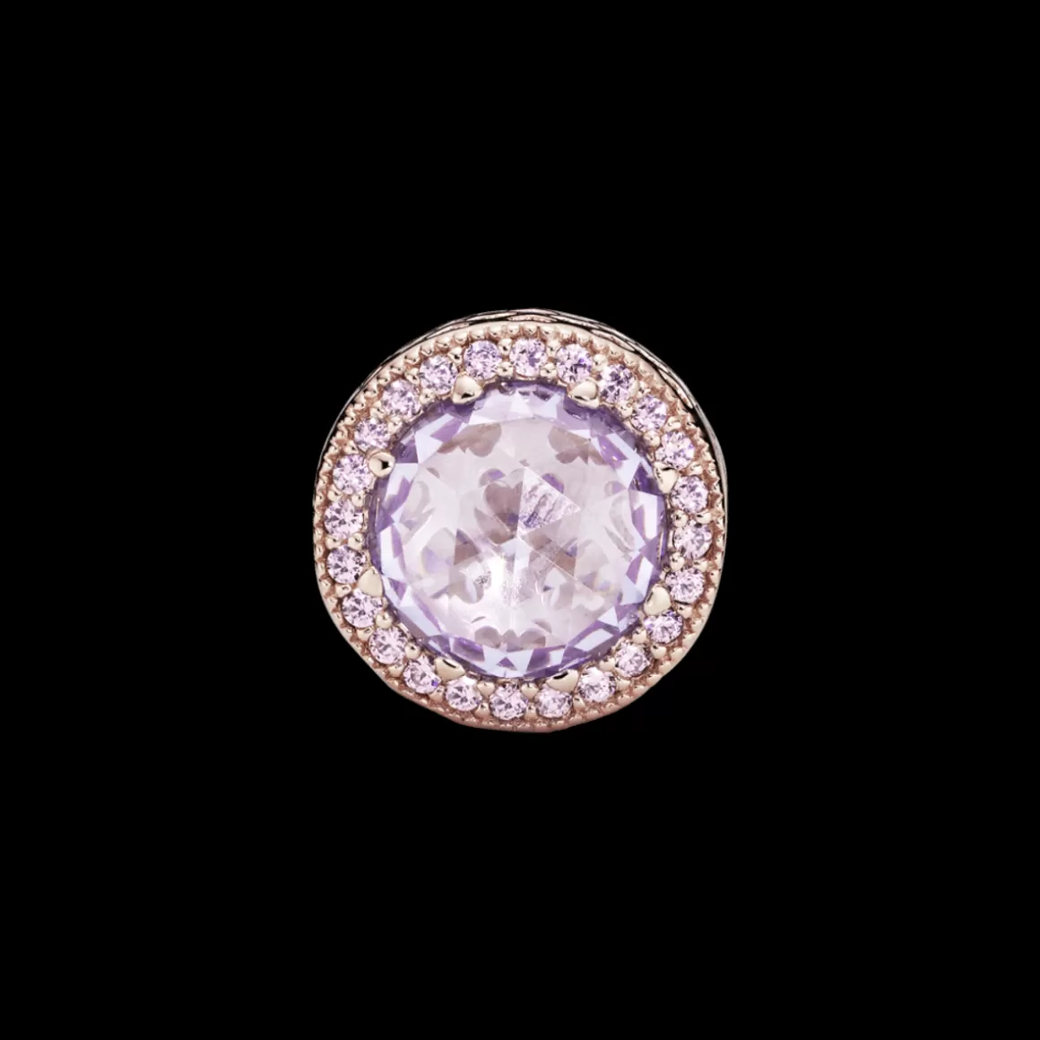 Pandora Charms De Ouro Rosé-Charm Coração Radiante Lilas em Ouro Rose